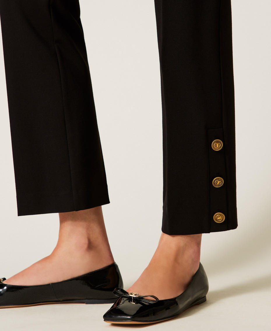 Cropped trousers with Oval T buttons Black Woman 252TP2603_00006_04