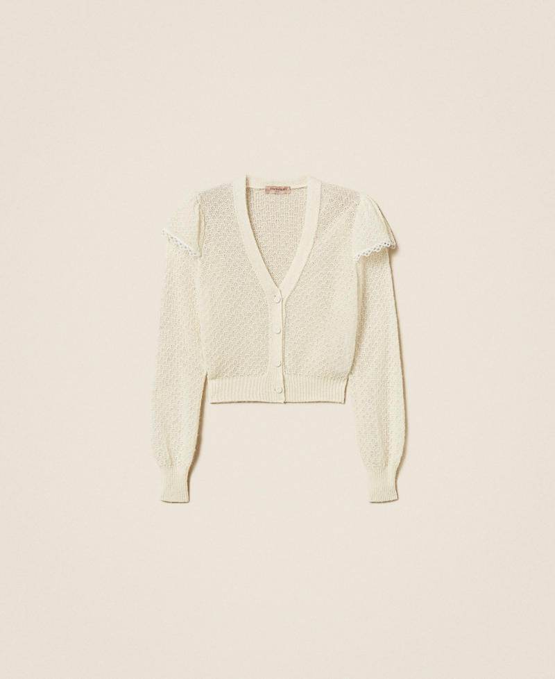 Cardigan en maille avec volants Nacre Femme 262TP3150_00059_S0