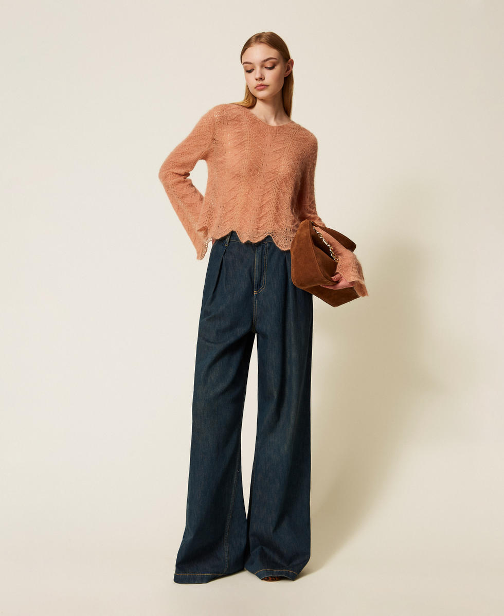 Jeans ampi con pieghe Blu "Denim Medio" Donna 252TP2560_01611_T0