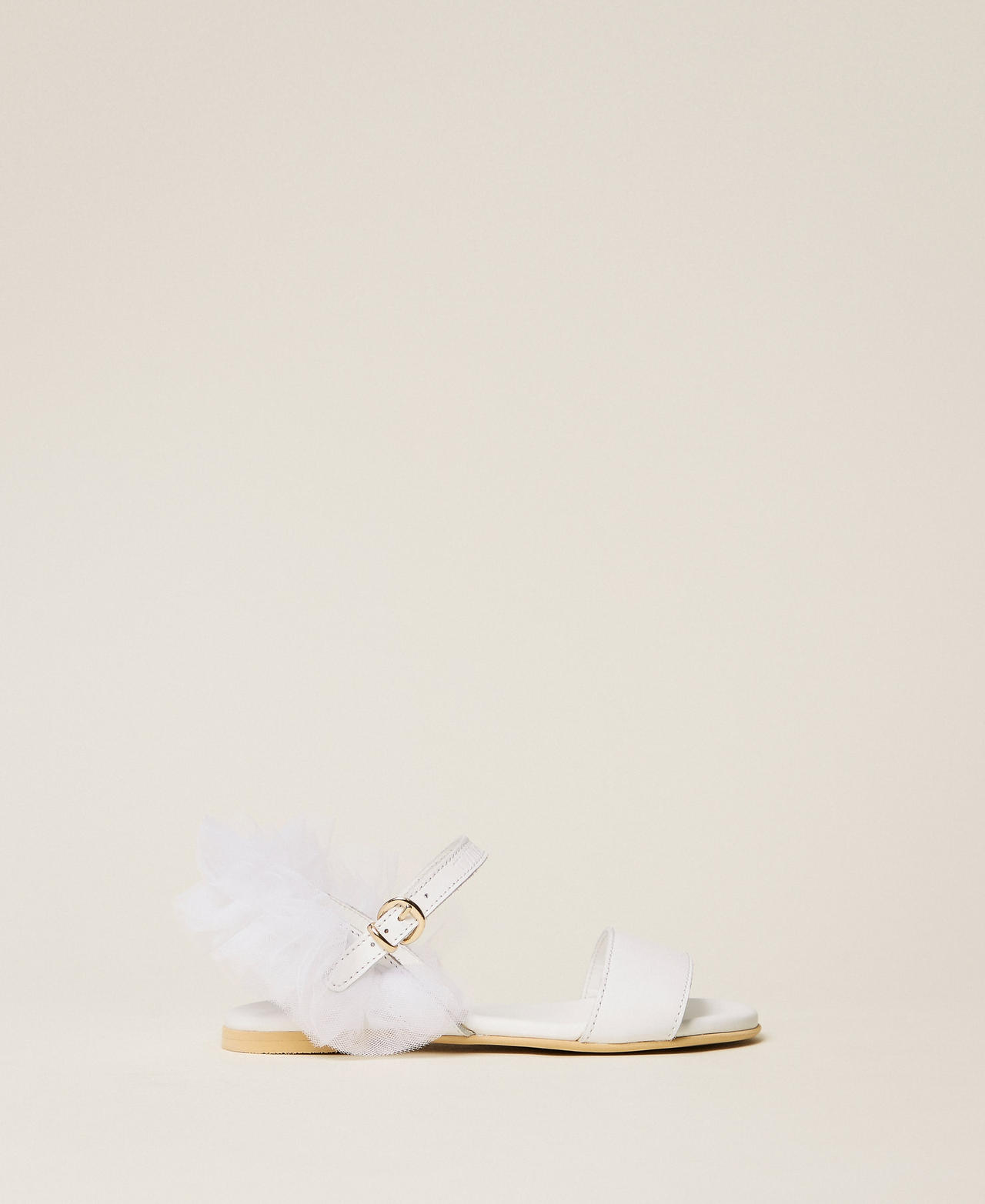 Sandales pour fille en cuir avec tulle