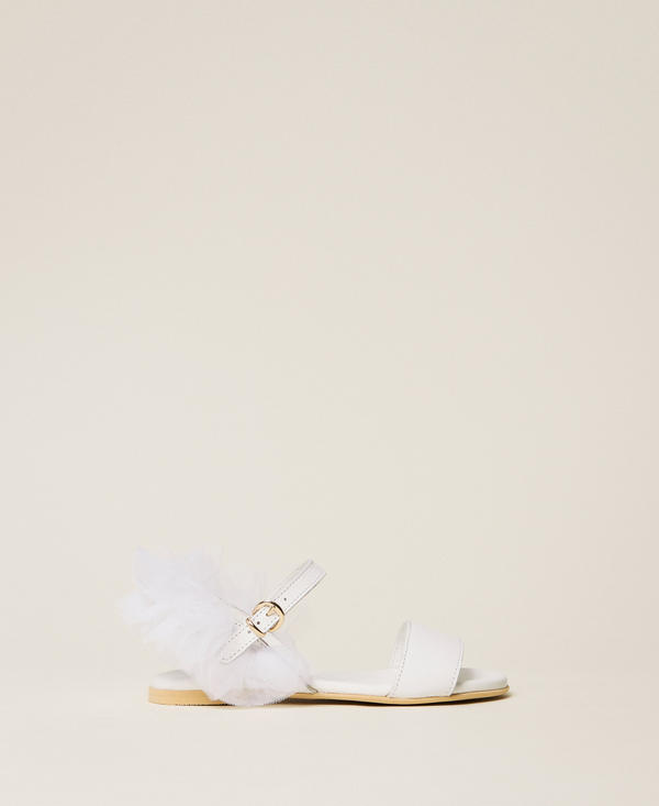 Girls&rsquo; leather sandals with tulle