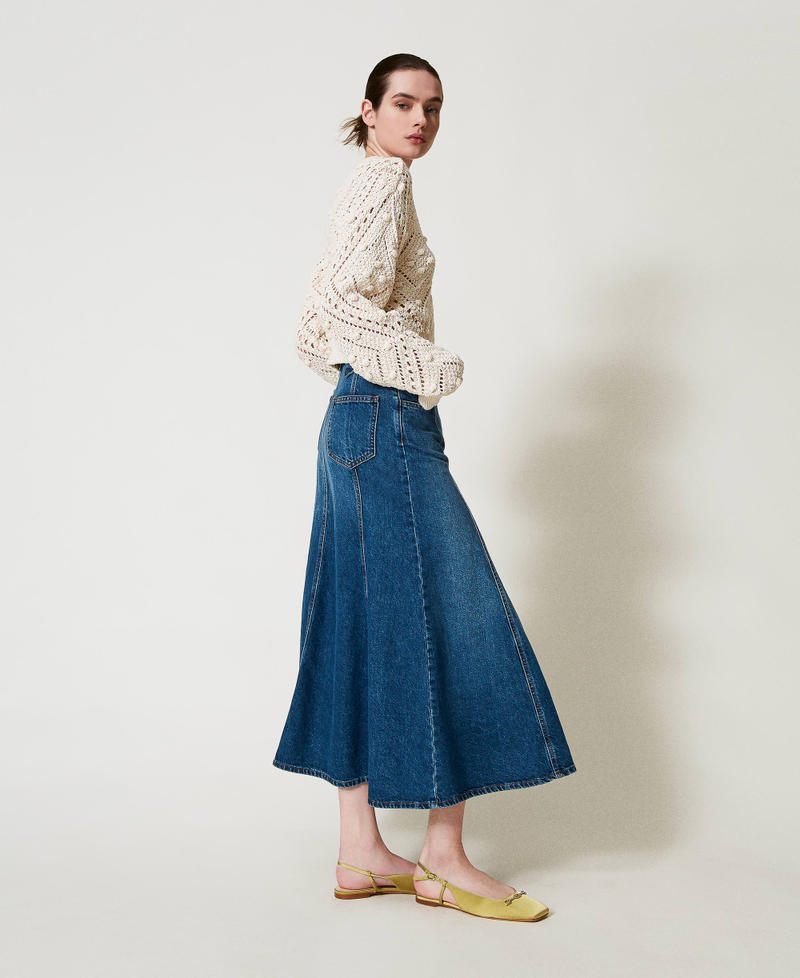 Jeansrock mit „Oval T“-Gürtel Mittleres "Denimblau" Frau 251TP2570_01611_02