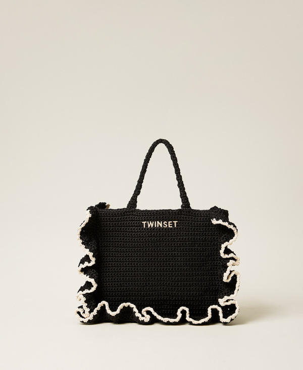 Szydełkowa torba shopper z falbanami