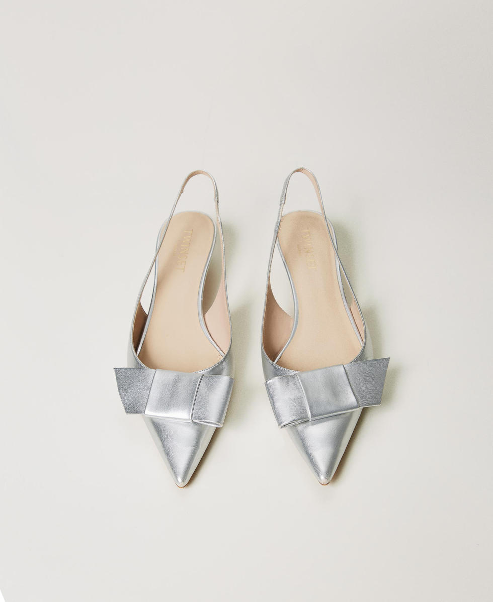 Slingback-Pumps mit Schleife Silber Frau 251TCP090_00995_04