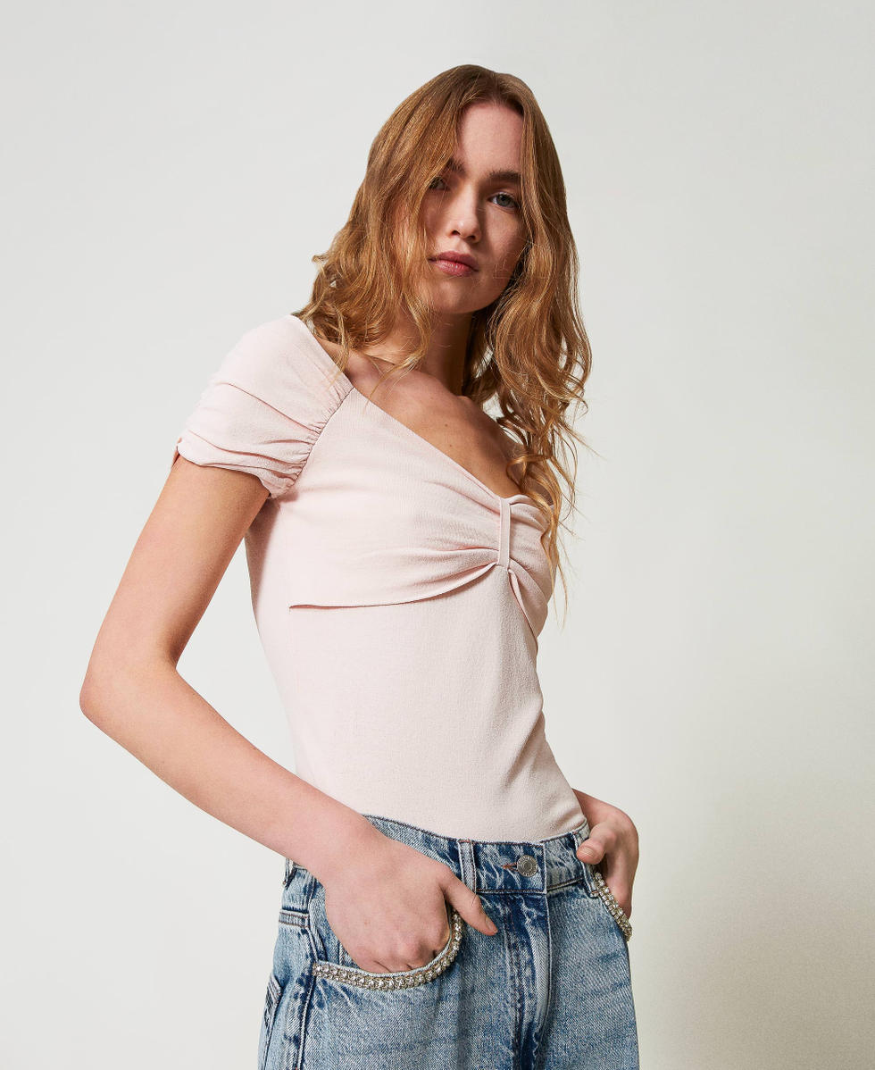 Pull ajust&eacute; avec fronces Rose Tender Pink Femme 251AP3073_00619_01