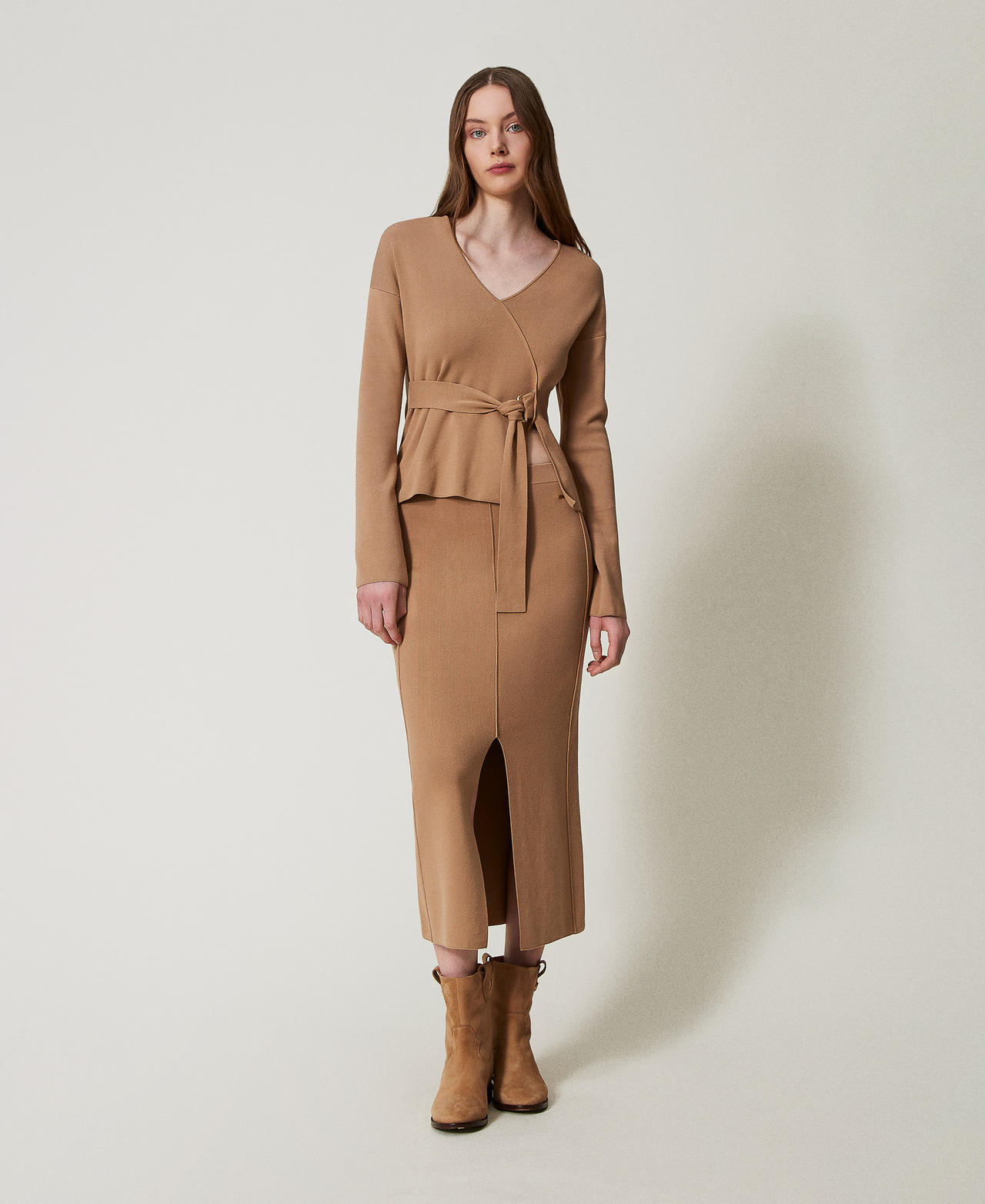 Knit midi skirt Brown Box Woman 251LL3EEE_12112_02
