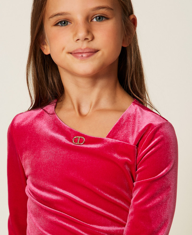 Robe courte en chenille avec Oval T Rose Candy Rose Fille 252GJ2035_00338_04