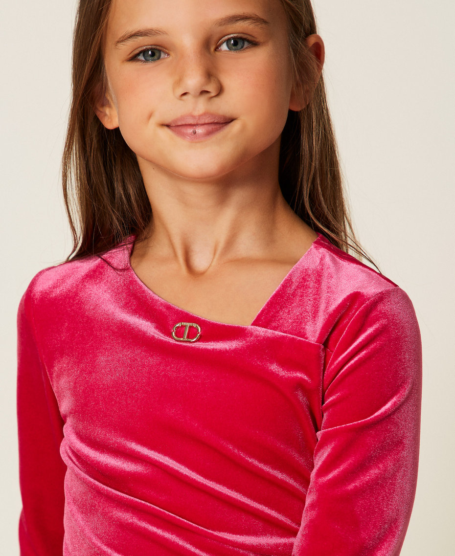 Robe courte en chenille avec Oval T Rose Candy Rose Fille 252GJ2035_00338_04