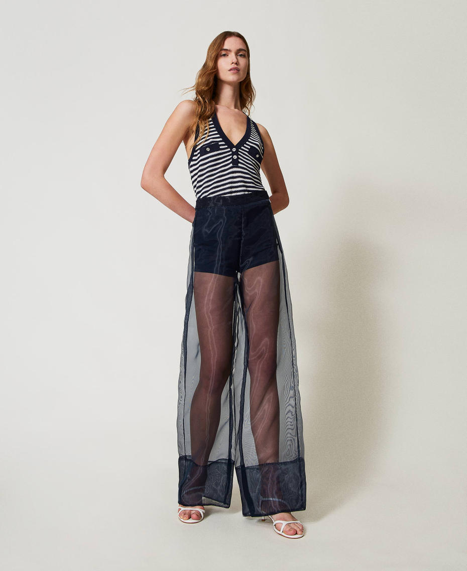 Top in maglia a righe lurex Bicolor Sugar / Deep Blue Donna 251AP3021_12174_0T