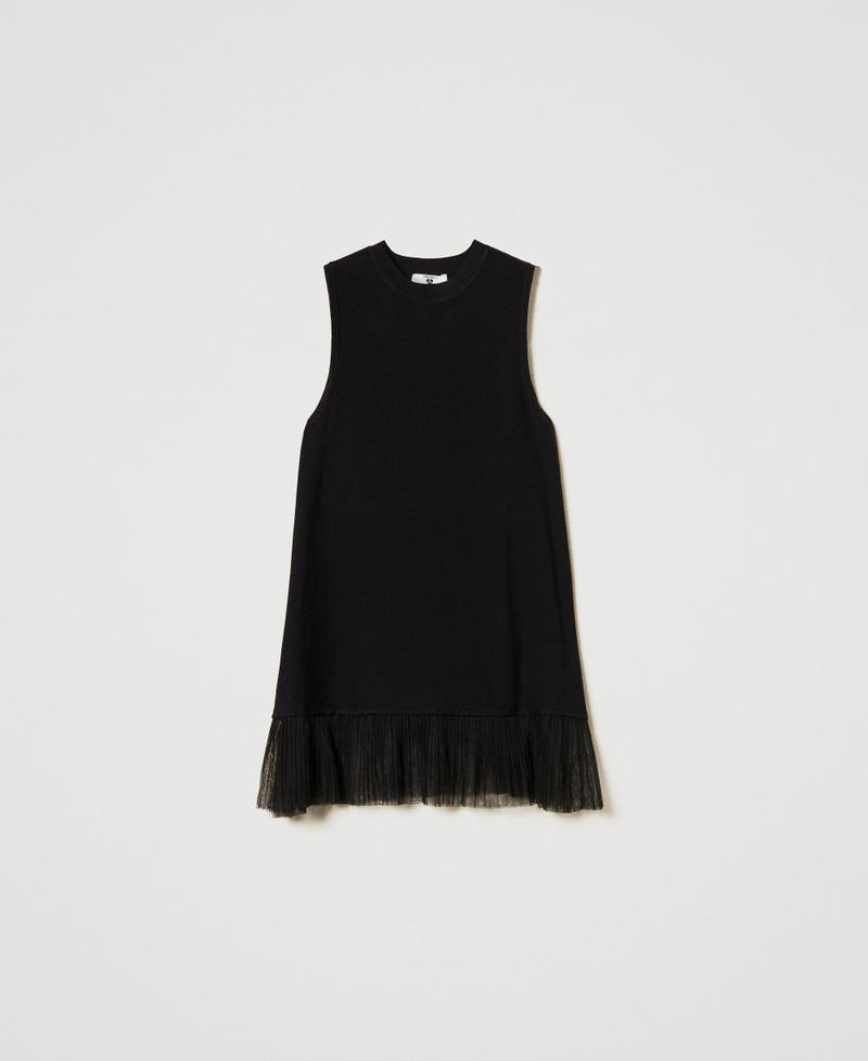 Long top with tulle ruffle Black Woman 251LL3MAA_00006_S0
