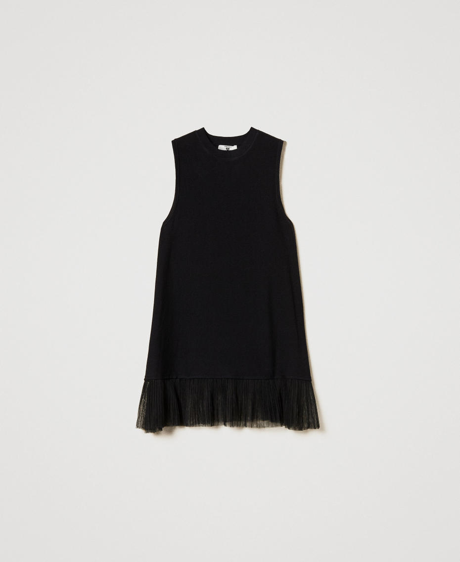 Long top with tulle ruffle Black Woman 251LL3MAA_00006_S0