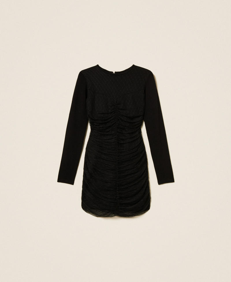 Short knit dress with tulle Black Woman 252TT3261_00006_S0