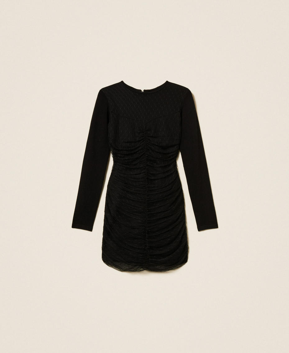 Short knit dress with tulle Black Woman 252TT3261_00006_S0