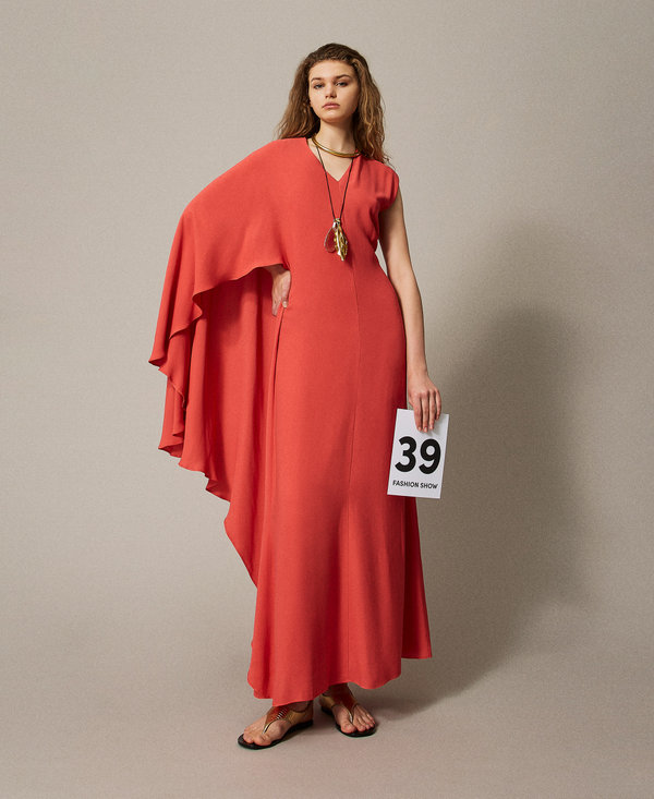 Robe longue « Vulcano » en crêpe georgette