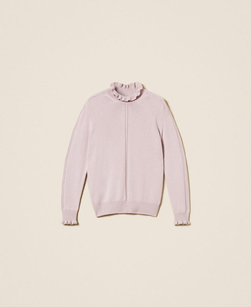 Wool blend jumper with ruffles “Pink Lavender” Woman 252TT3350_03727_S0