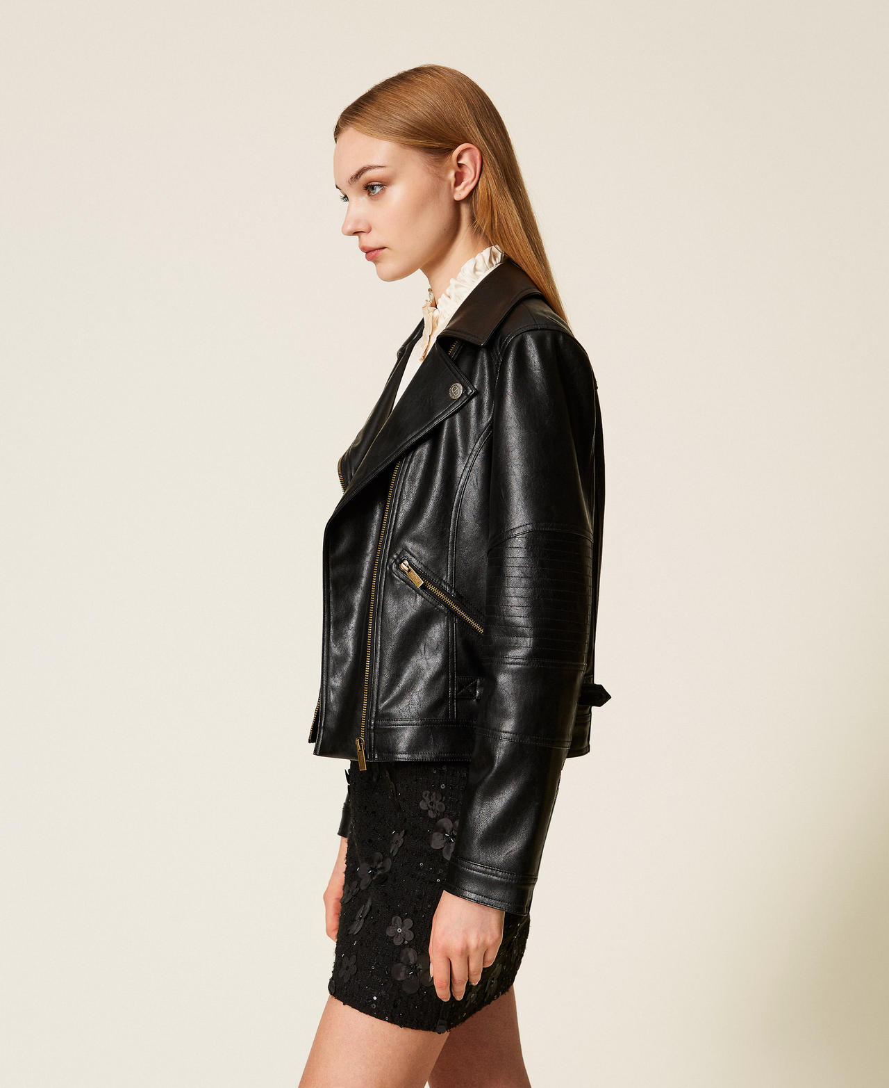 Giacca biker effetto pelle Nero Donna 252TP2710_00006_02