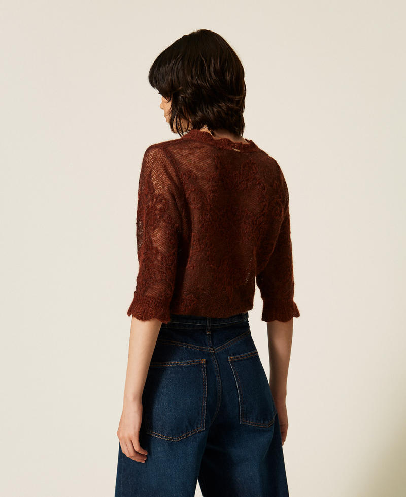 Jacquard alpaca blend jumper "Cherry Wood" Brown Woman 262TP3341_06501_03