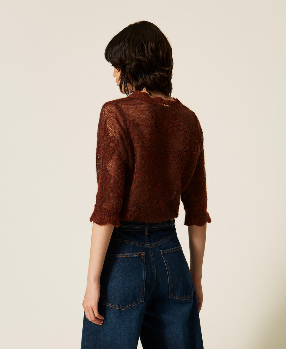 Jacquard alpaca blend jumper "Cherry Wood" Brown Woman 262TP3341_06501_03