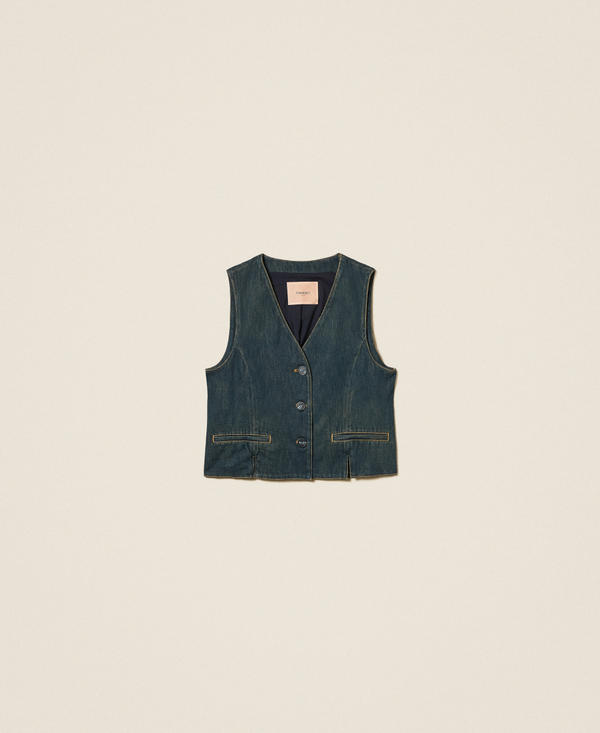 Denim boxy waistcoat
