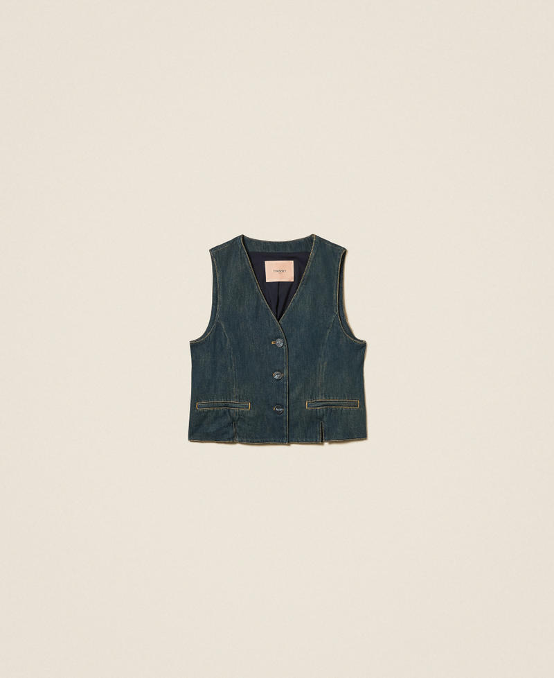 Denim boxy waistcoat "Mid Denim" Blue Woman 252TP2561_01611_S0