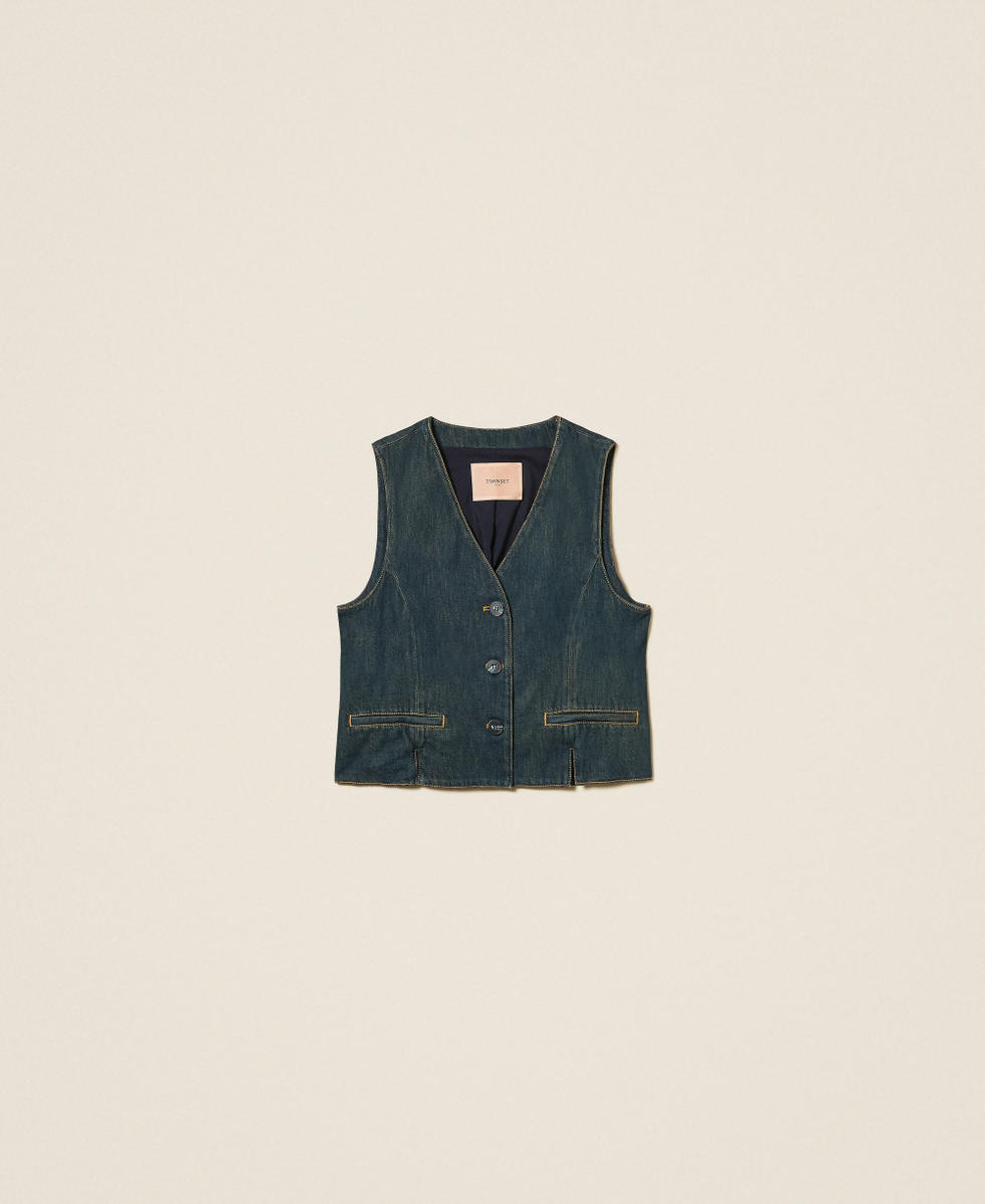 Denim boxy waistcoat