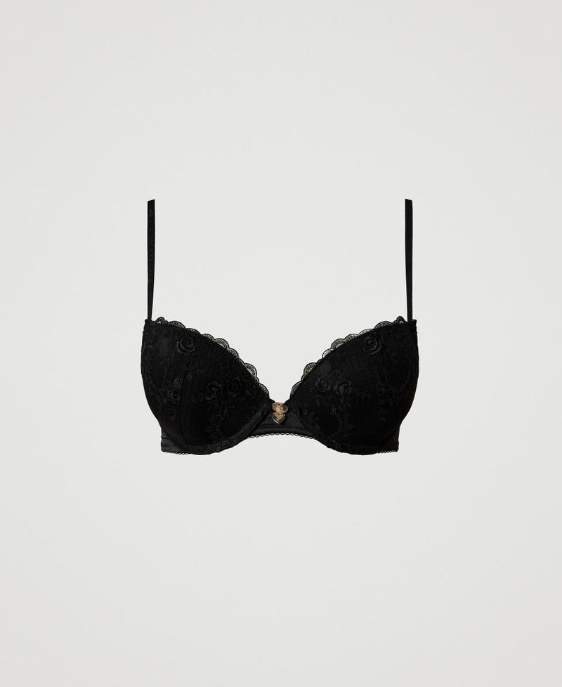 Embroidered tulle push-up bra Black Woman 251LL6D44_00006_S0
