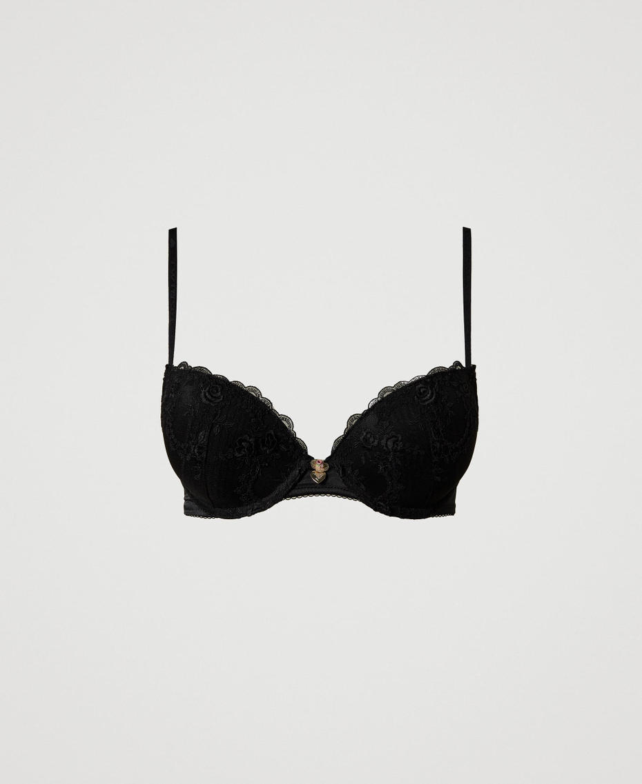 Embroidered tulle push-up bra Black Woman 251LL6D44_00006_S0
