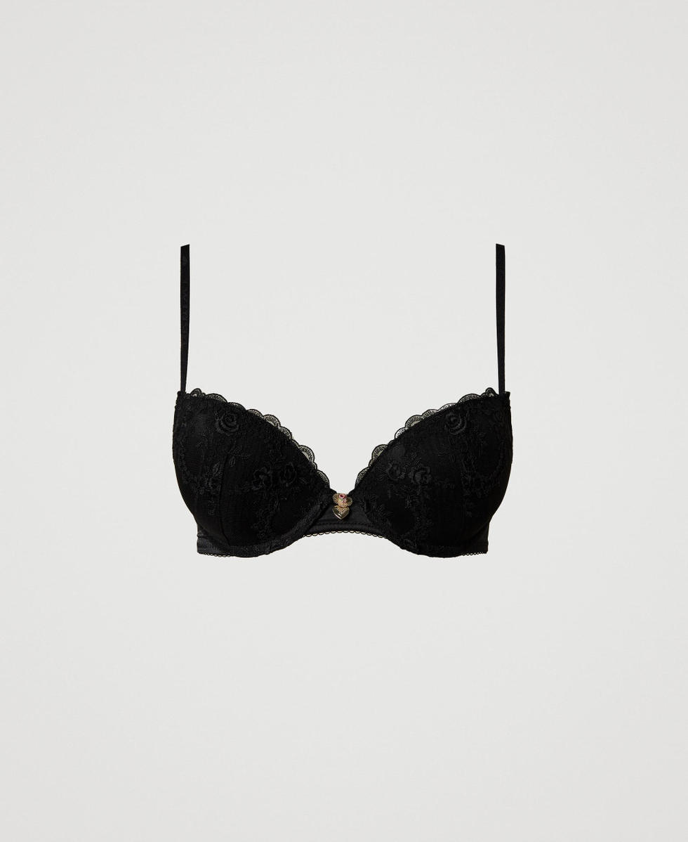 Embroidered tulle push-up bra Black Woman 251LL6D44_00006_S0