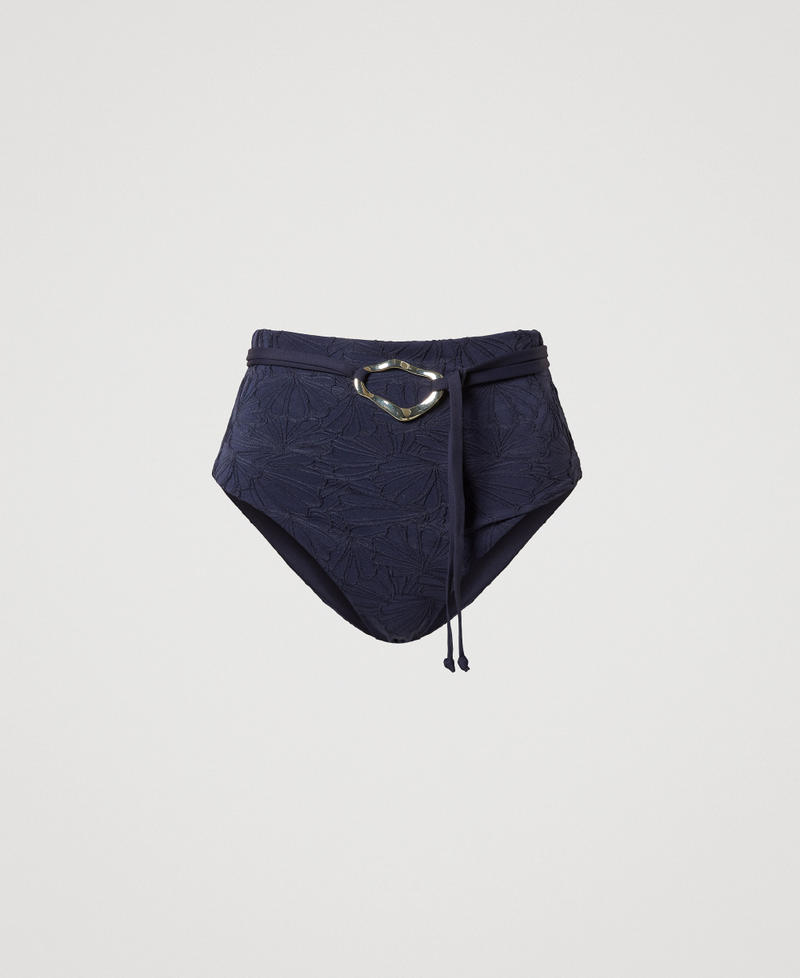 Jacquard bikini bottoms with belt Classic Blue Woman 251LMMB67_11956_S0