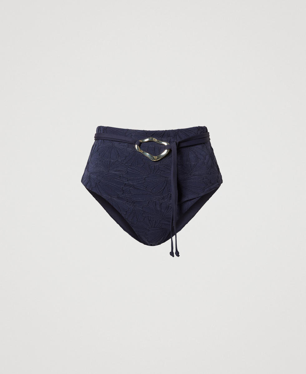 Slip da bagno jacquard con cintura Classic Blue Donna 251LMMB67_11956_S0