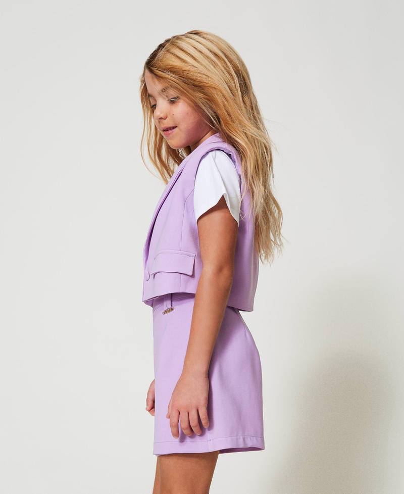 Crêpe cropped waistcoat Pastel Violet Girl 251GJ2QN6_11862_02
