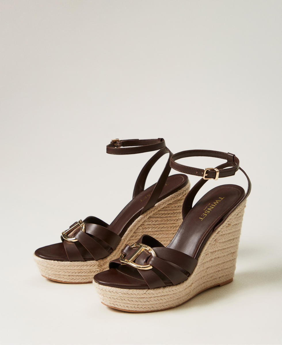 Sandales compens&eacute;es en corde et cuir Chocolate Lab Femme 251TGT092_10780_02