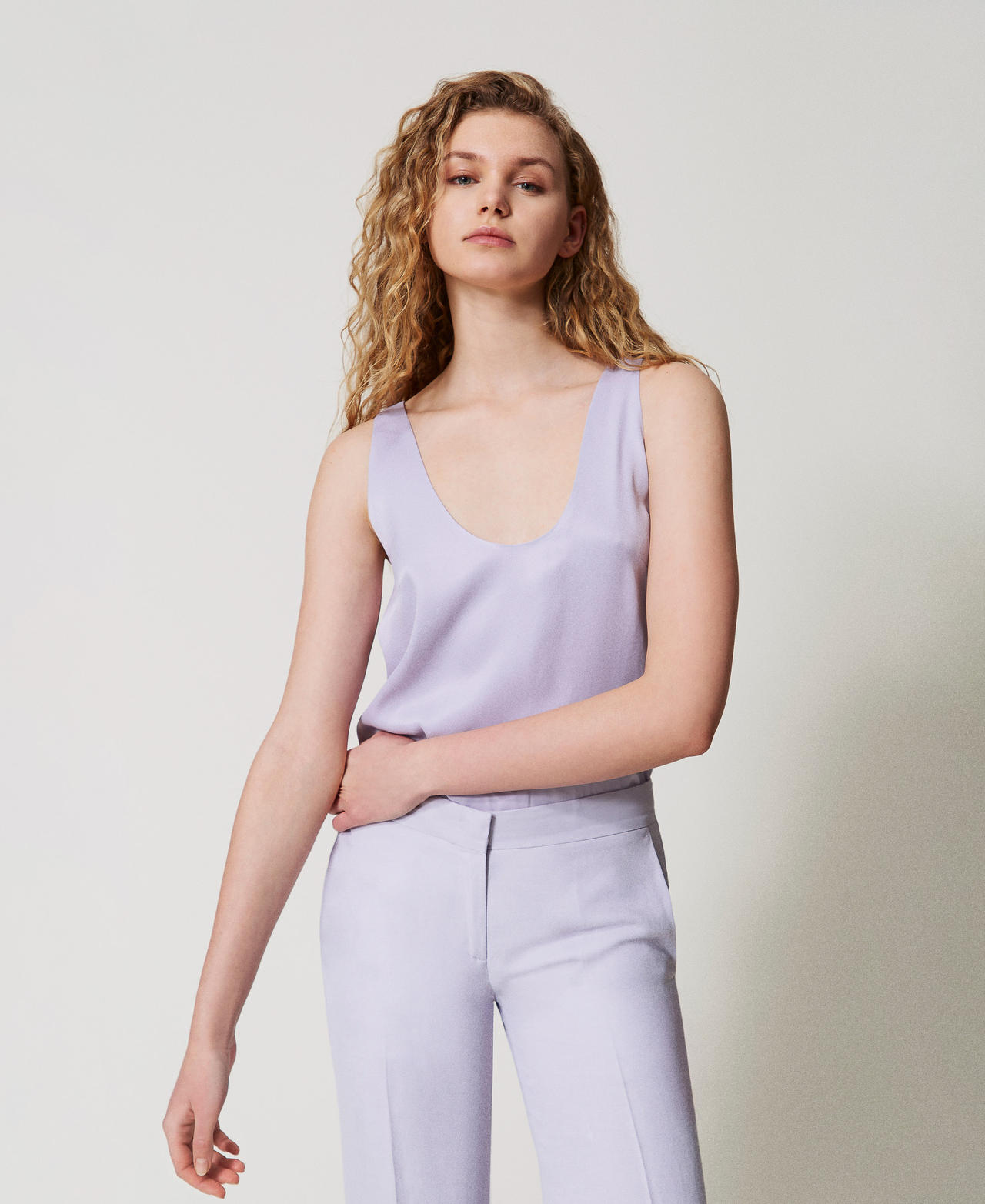 Satin top Lilac Flowers Woman 251TT2430_00703_01