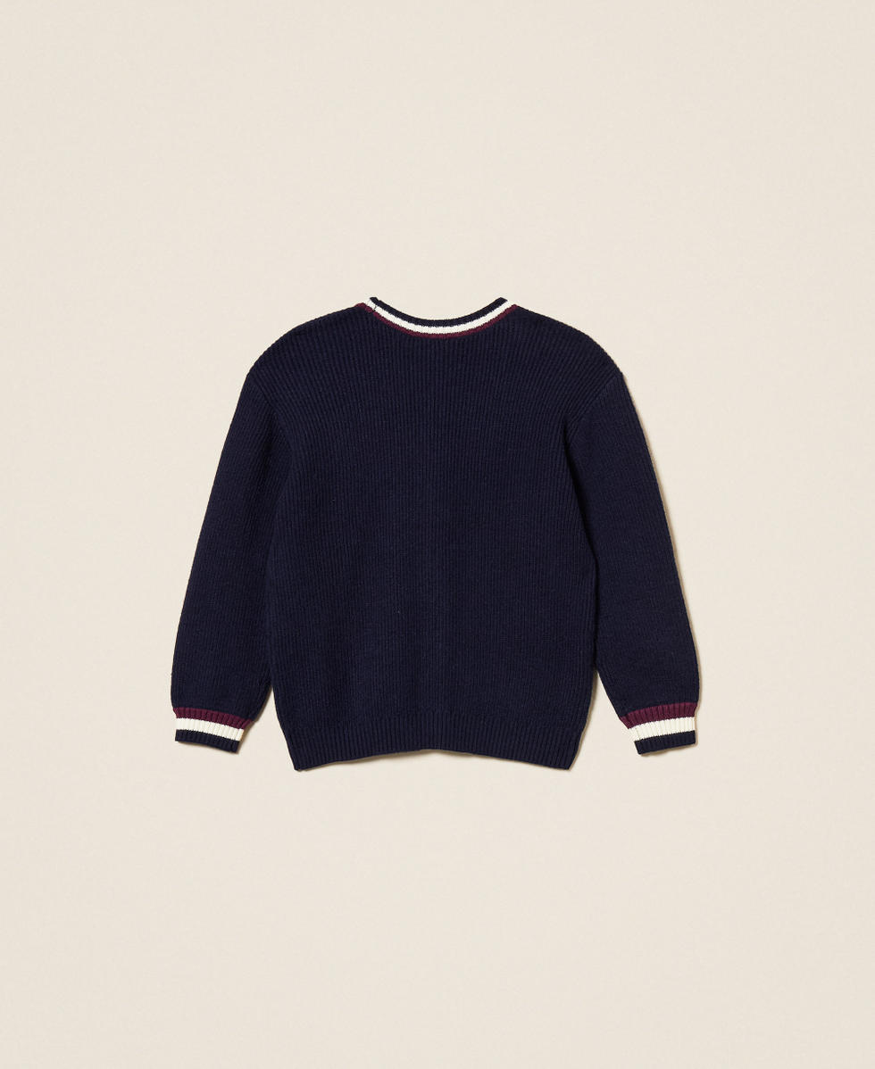 Cardigan with two-tone stripes Classic Blue Girl 252GJ3033_11956_S1