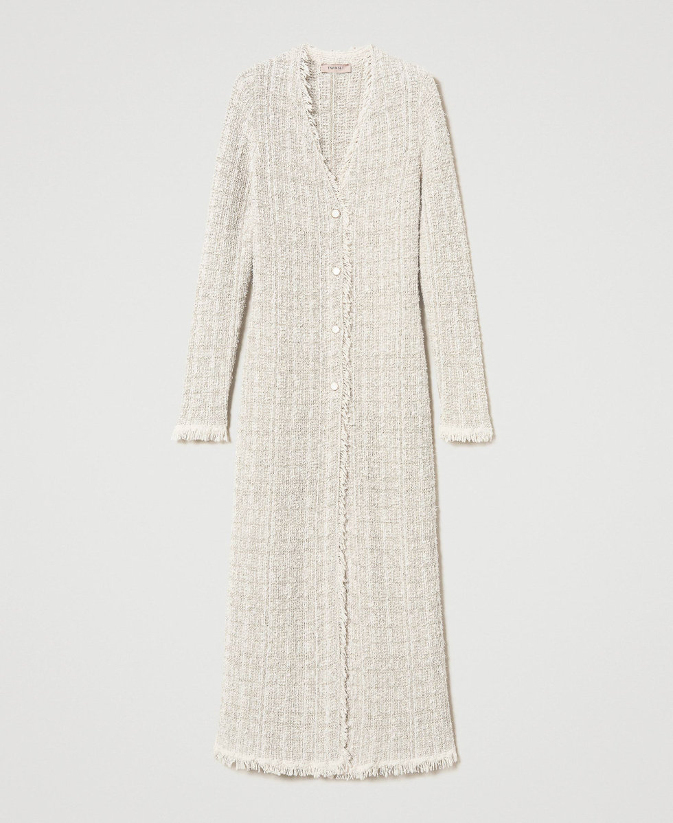 Jacquard maxi cardigan with lurex