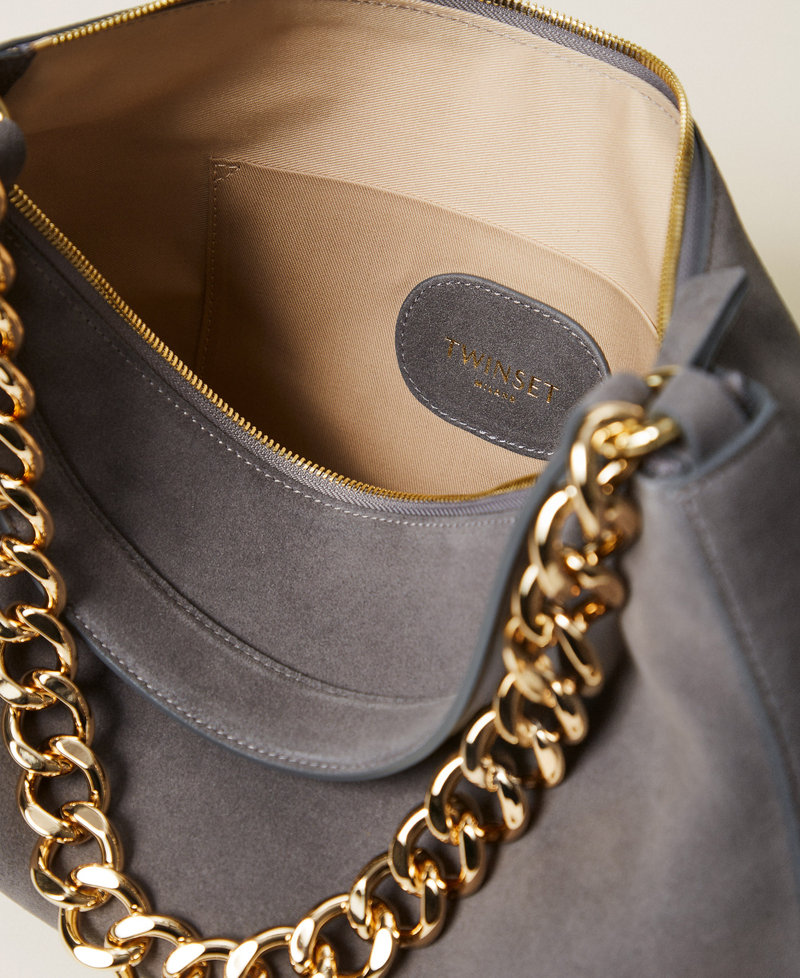 'Liliane' medium suede bag Medium Melange Grey/Gold Woman 252TB7162_14246_03