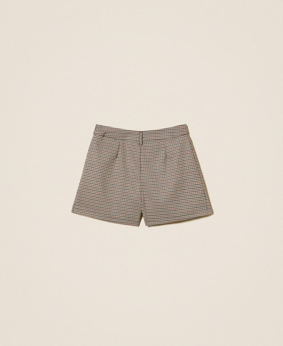 Shorts in pied-de-poule Pied De Poule Camel Bambina 252GJ2103_12717_S1