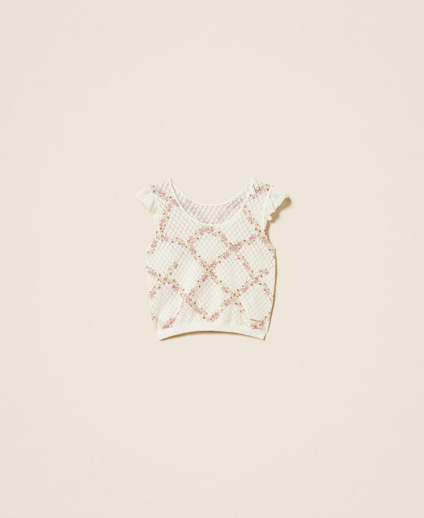 Multi function knit top with cherry print