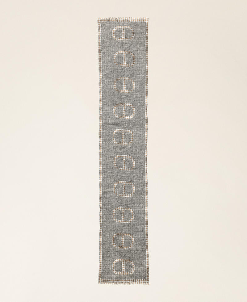 Étole jacquard avec Oval T à carreaux Jacquard Carreau Noir Femme 252TO5010_12920_05