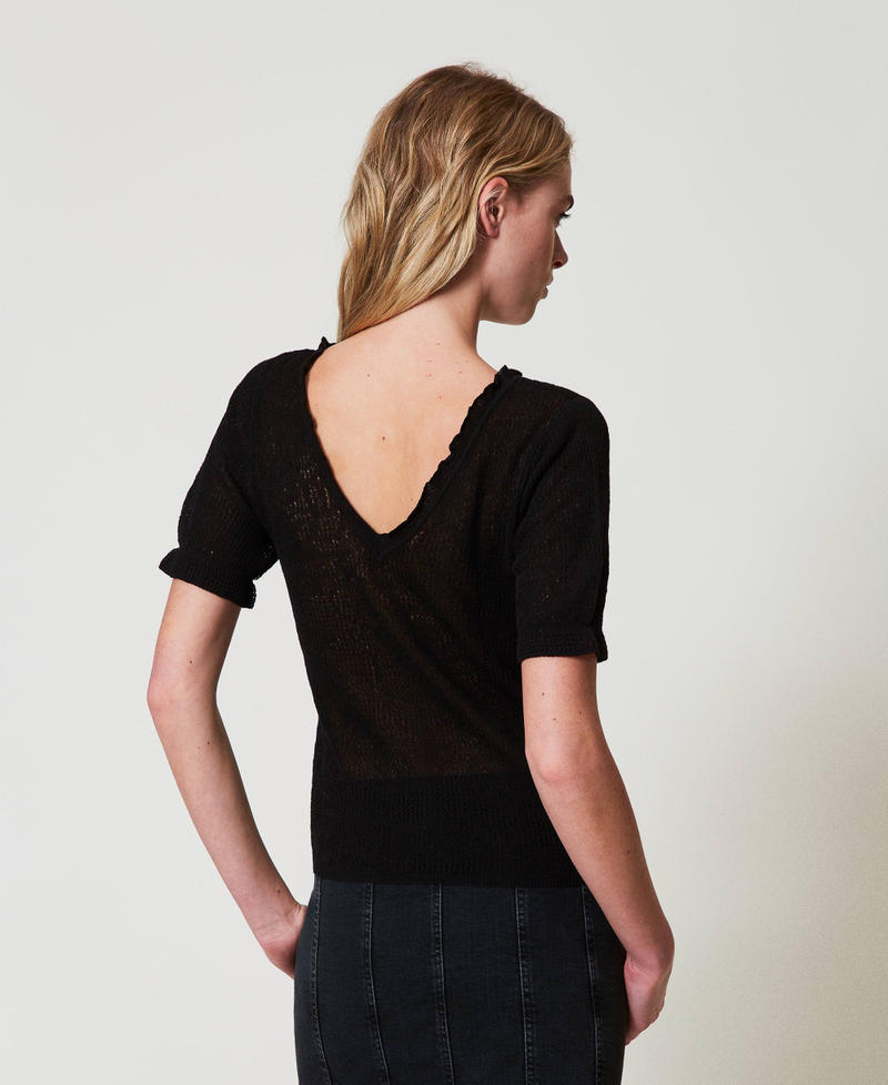 Dual-use floral jacquard top Black Woman 251AP3211_00006_02