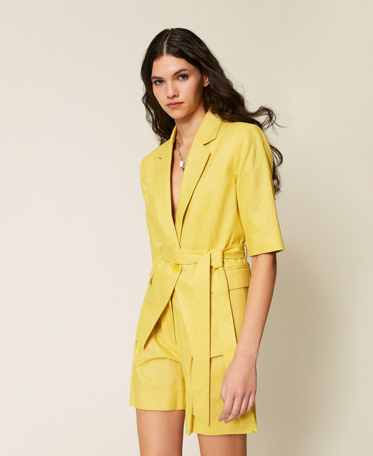 Linen blend blazer with lurex Argan Lurex Woman 261AT2070_13459_02