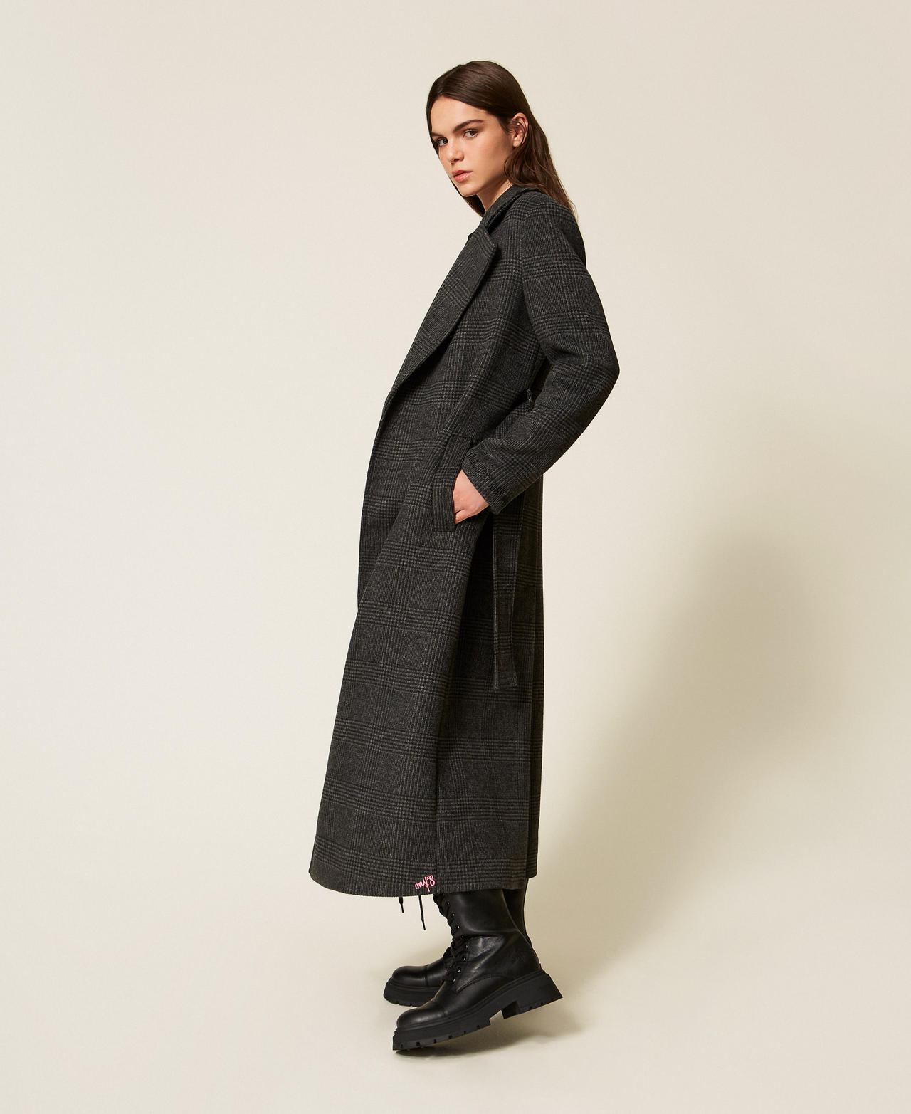 MYFO long checked wool cloth coat Winter Prince Of Wales Check Woman 252AQ2170_12921_02