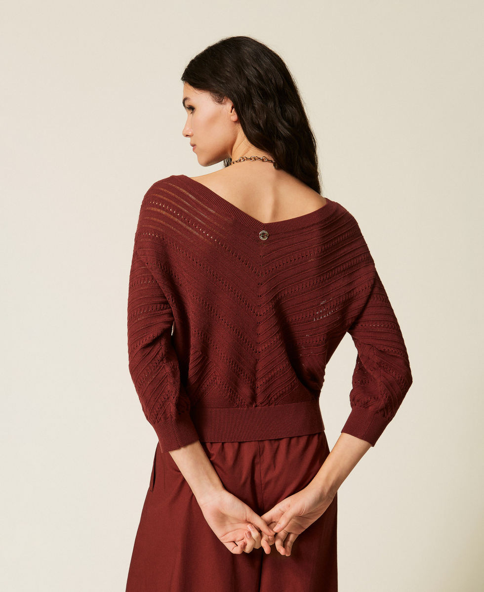 Maglia punzonata chevron Marrone "Terra Rossa" Donna 261AT3040_00260_03