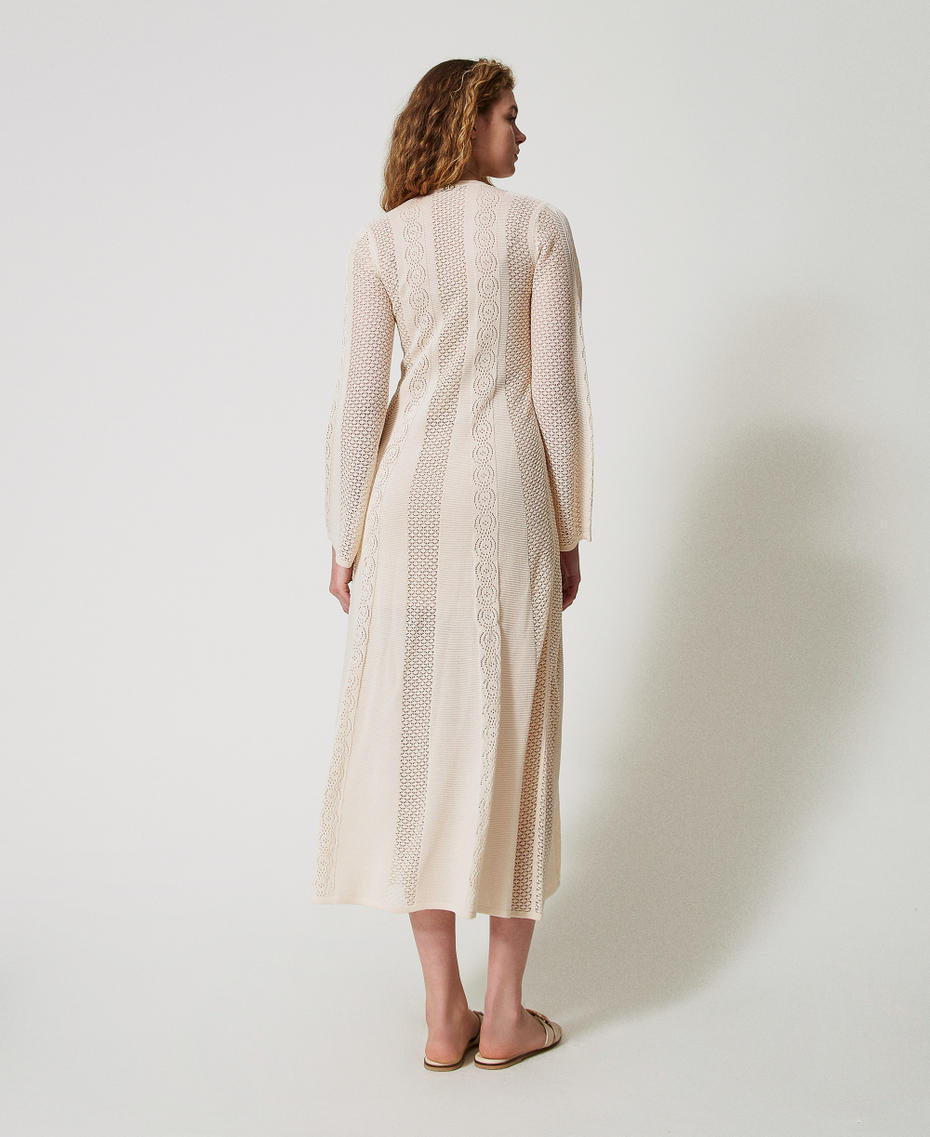 Long punched knit dress "Parchment" Beige Woman 251TT3050_07222_03