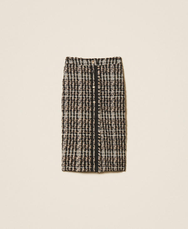 Jupe mi-longue Myfo en tissu boucl&eacute; avec boutons
