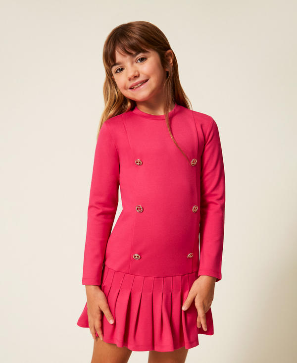 Girls' short dress with Oval T buttons