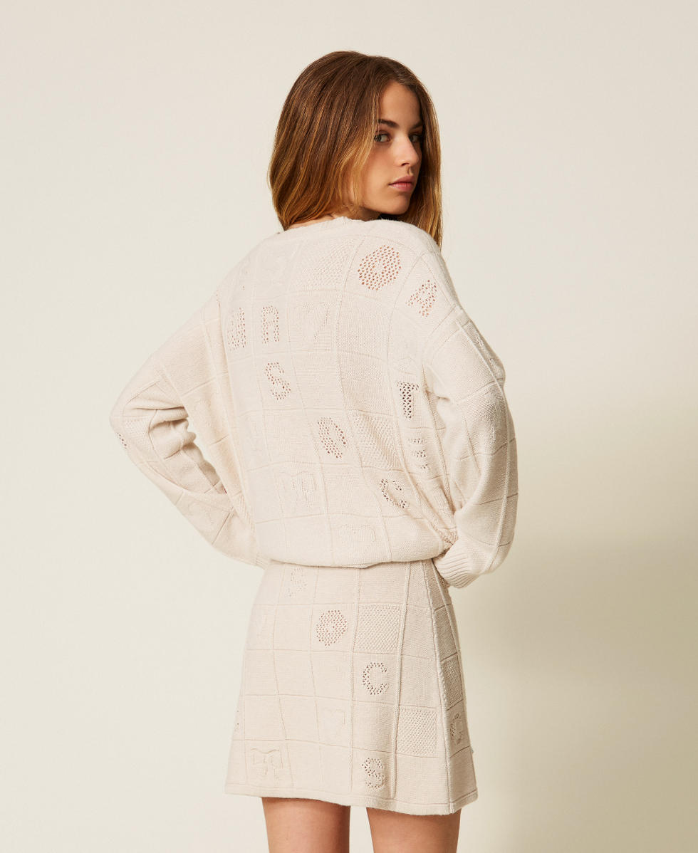 Minigonna in filato Treeblend con ricami Chantilly Donna 252TP3311_00522_03