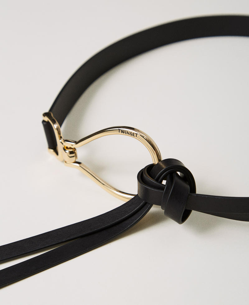 Leather belt with logo