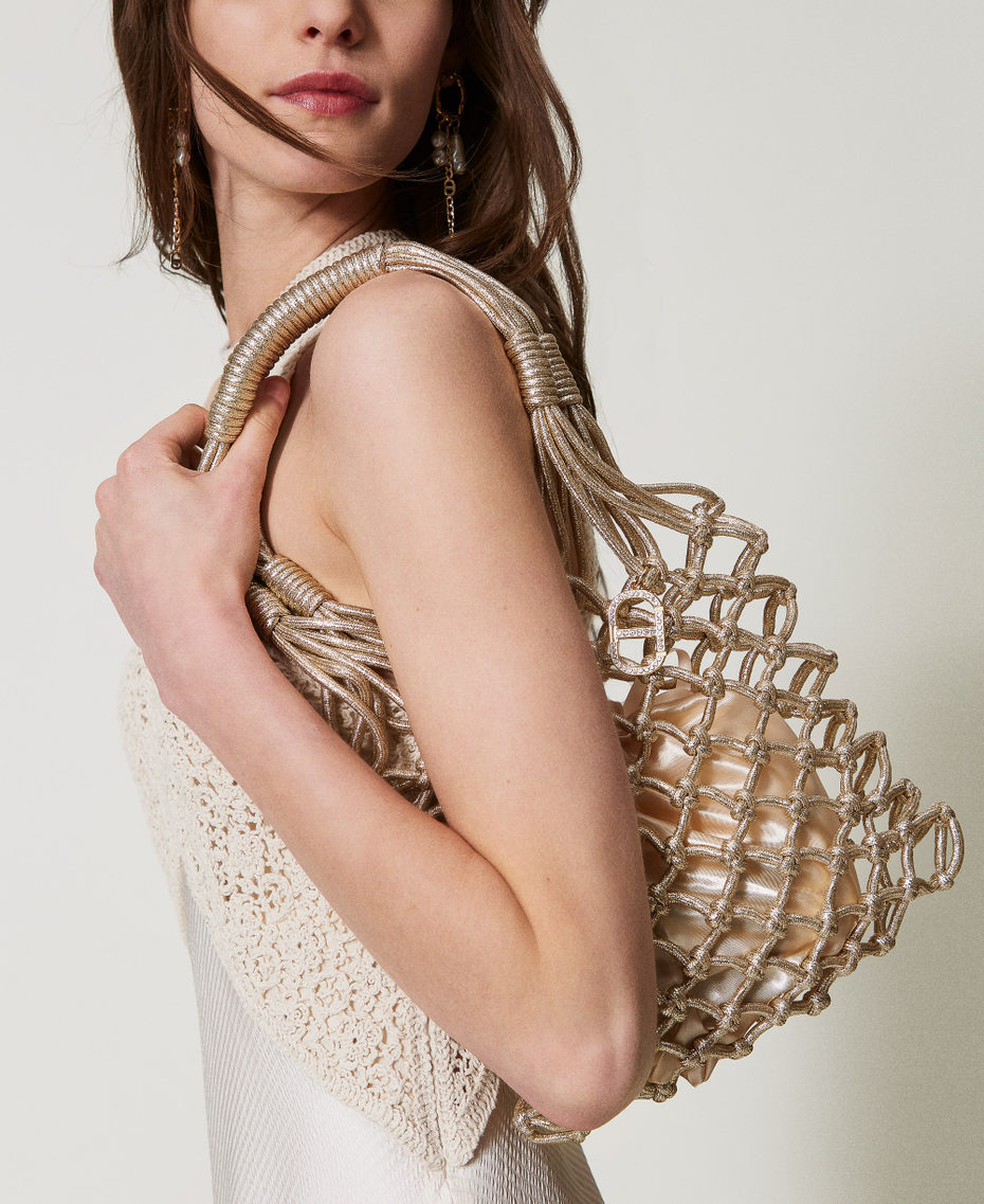 ‘Alizée‘ lurex mesh shopper Yellow Gold Woman 251TD8250_10366_0T