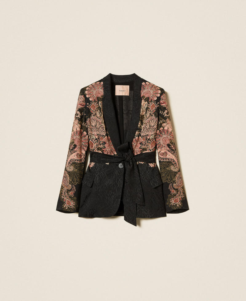 Jacquard blazer with print Black/Rust Brown Paisley Print Woman 252TP2040_12742_S0